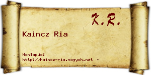 Kaincz Ria névjegykártya